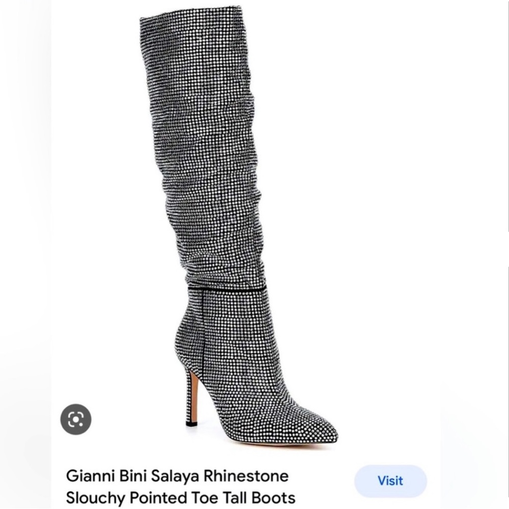 Gianni Bini Salaya Rhinestone Slouchy Pointed Toe Tall Boots- Size 7.5.